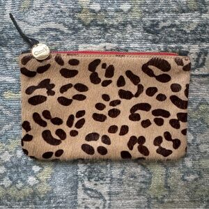 Clare V Leopard Print Pouch